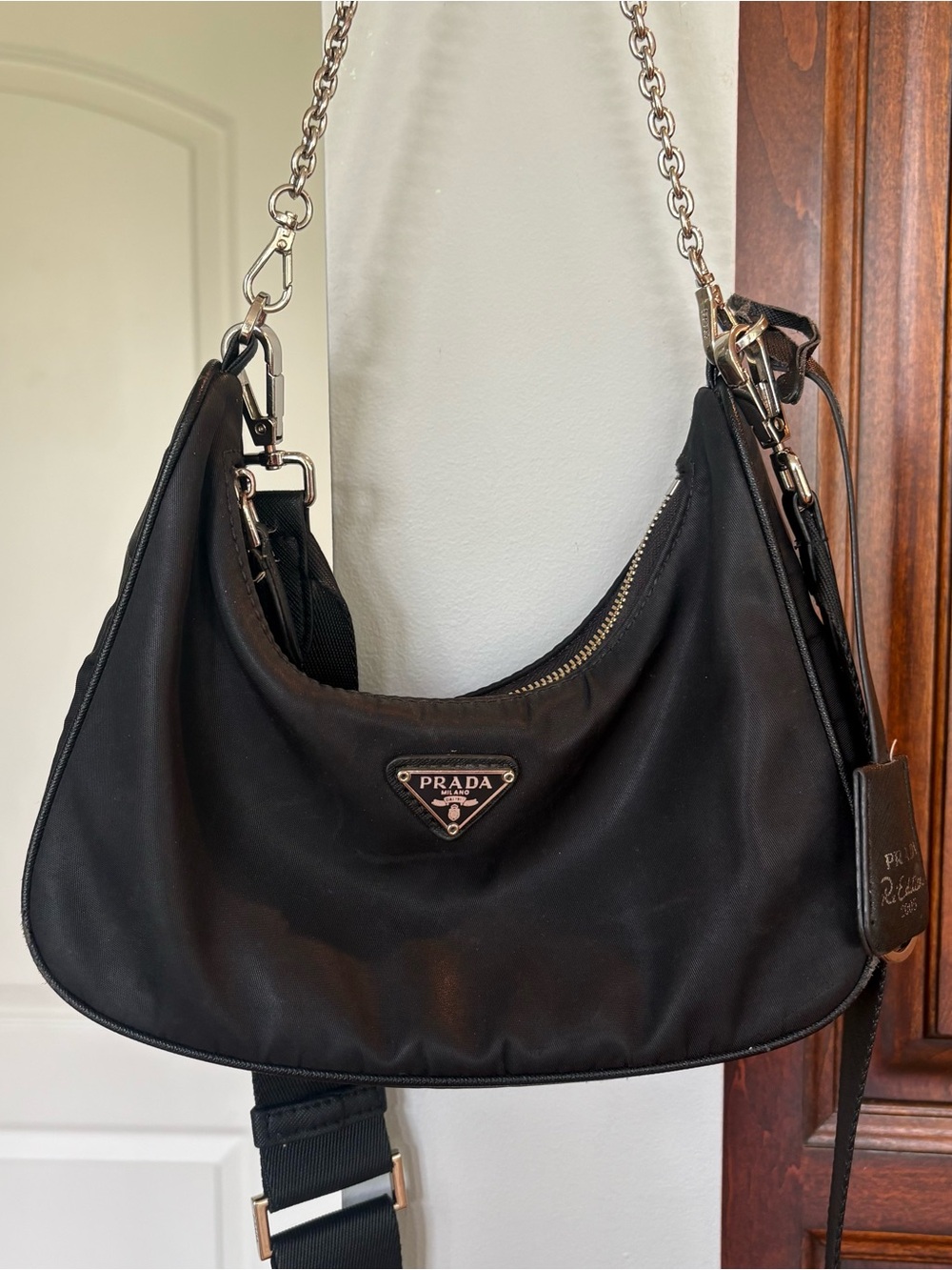AUTHENTIC PRADA MILANO TESSUTO SAFFIAN BLACK CROSSBODY BAG